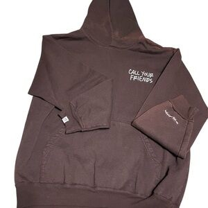 Cozy Brown Hoodie with Embroidered Text